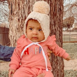 Coral onesie AND BONNET